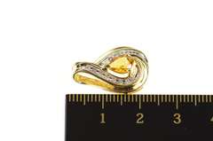 14K Yellow Gold Pear Citrine Diamond Accent Loop Classic Pendant