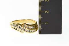 14K Yellow Gold 0.63 Ctw Wavy Diamond Channel Men's Band Ring