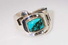Man's Heavy Sterlilng Ring with Natural Turquoise