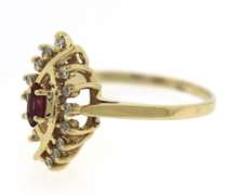 Fancy Yellow Gold Ruby and Diamond Ring