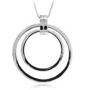 Sterling Silver Celebrity Inspired Double Circle Pendant