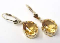 Fancy 14kt YG Oval Cut Citrine Dangle Earrings