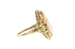 10K Yellow Gold Victorian Carved Shell Cameo Lady Bow Accent Ring