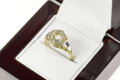 14K White Gold 4.1mm Art Deco Elaborate Engagement Setting Ring