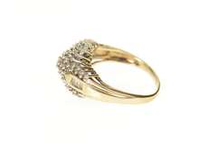 14K Yellow Gold Classic Diamond Cluster Encrusted Statement Ring