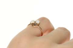 10K Yellow Gold Victorian Natural Opal Two Stone Bypass Ring