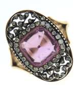 Antique Pink Faux Spinel & Rose Cut Diamond Ring