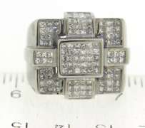 Majestic White Gold apx 5ctw Invisible Set Diamond Men's Ring