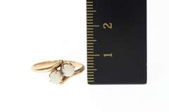 10K Yellow Gold Victorian Natural Opal Two Stone Bypass Ring