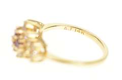 14K Yellow Gold 0.61 Ctw Ruby Diamond Halo Cluster Ring