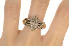 14K Yellow Gold Classic Diamond Cluster Encrusted Statement Ring