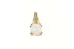 14K Yellow Gold Cushion Syn. Opal Cubic Zirconia Statement Pendant
