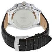 Seiko Chronograph Black Dial Black Leather Men's Watch