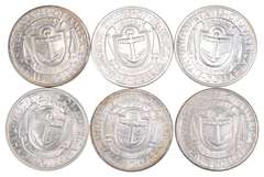 (6) 1936 Rhode Island Commemorative Half Dollars - Various Mints - Unc