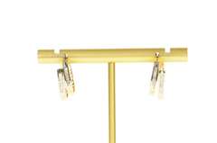 14K Yellow Gold Baguette Diamond Layered Look Oval Hoop Earrings