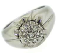 White Gold Diamond Cluster Gypsy Style Ring