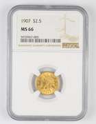 MS66 1907 $2.50 Liberty Head Gold Quarter Eagle - Graded NGC