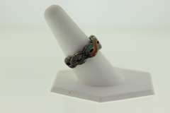 Vintage Sterling Silver Wave Design Inlay Enamel Ring