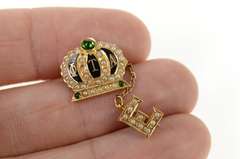 14K Yellow Gold Phi Theta Alpha Crown Seed Pearl E Lapel Pin/Brooch