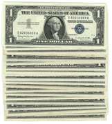 33 Mostly Crisp Uncirculated 1957 Series $1 Silver Cert