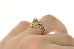 14K Yellow Gold 0.73 Ctw Diamond Bridal Set Wavy Engagement Ring