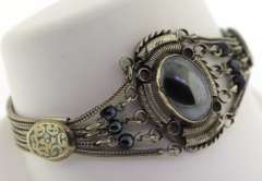 Sterling Silver Oval Hematite Multi Row Bracelet