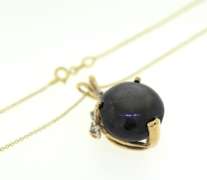 Fantastic 14kt YG Purple-Tone Sapphire with Diamond Accents Necklace
