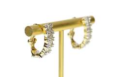10K Yellow Gold 1.34 Ctw Diamond Encrusted Hoop French Clip Earrings