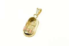 14K Yellow Gold 3D Bow Ballet Flat Slipper Girl's Shoe Charm/Pendant