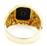 Men's Vintage 10K Gold Nugget Ring, Onyx & Diamond, 10.5
