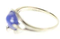 14K White Gold Ornate Retro Syn. Star Sapphire Bypass Ring