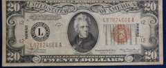 WWII Hawaii 1934A $20 Silver Cert, Circulated