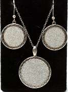 Sterling Silver Druze Set Necklace and Earrings