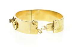 14K Yellow Gold Victorian Rose Cut Diamond Floral Bangle Bracelet