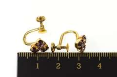Gold Filled Square Sim. Amethyst Cluster Screw Back Earrings