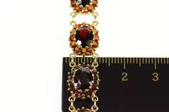 10K Yellow Gold Oval Garnet Halo Encrusted Statement Bracelet