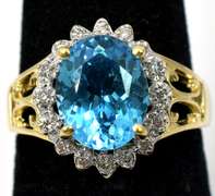 Lovely Topaz & Diamond Ring in 14KT Yellow Gold
