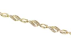 10K Yellow Gold 1.44 Ctw Diamond Wavy Channel Tennis Bracelet