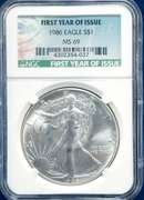 1986 Silver Eagle First Year of Issue NGC MS69