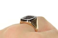 14K Yellow Gold Ornate Carved Unique Intaglio Retro Statement Ring