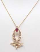 Glamorous 21kt Yellow Gold Ruby and Diamond Necklace