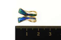 14K Yellow Gold Ornate Black Opal Inlay Curved Design Pendant