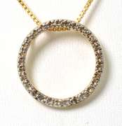 Sterling Silver Vermeil Circle White Stone Necklace