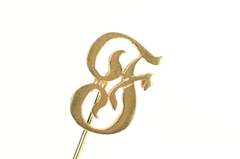 14K Yellow Gold F Old English Letter Monogram Initial Stick Pin