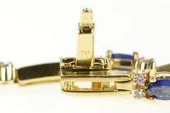 14K Yellow Gold Natural Sapphire Diamond Accent Bar Link Bracelet