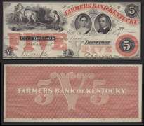Rare $5 Remainder No Date ObsoleteFrankfort, Kentucky Uncirculated