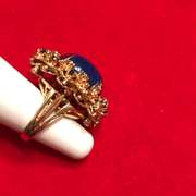 LADIES 18K DIAMOND , SAPPHIRE AND BLUE LAPIS RING / BROOCH