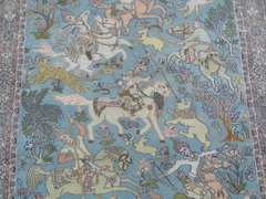 Unique Wool/Silk Hunting/Floral Rug 4.0x6.2