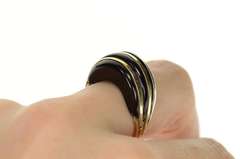 10K Yellow Gold Carved Black Onyx Domed Striped Statement Ring