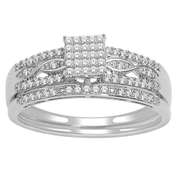 10K White Gold Bridal Wedding Rings Set Diamond 2pc Set Infinity Style (1/5 cttw, i2-i3 clarity)